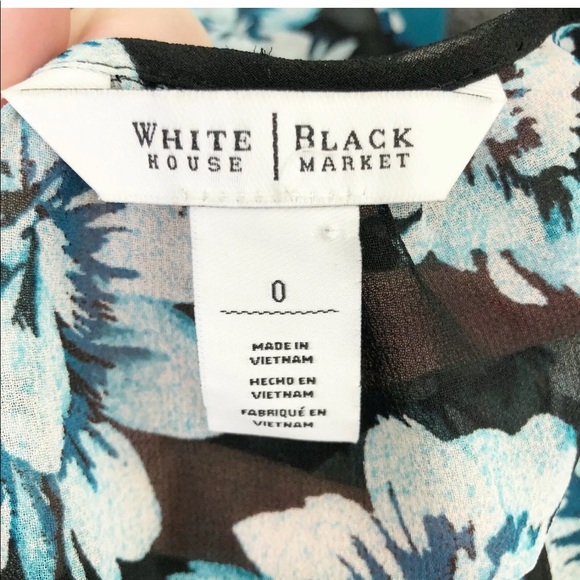 WHBM Floral Chiffon Dress Lace Hem Sz 0 Blouson Style - Picture 10 of 12